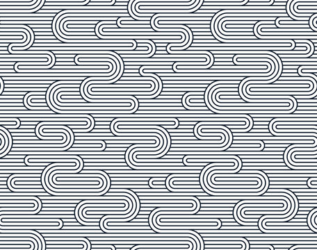 Linear seamless pattern, vector stripy geometric abstract background, tiling art runny dynamic lines, funky endless retro wallpaper.