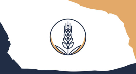 Circular wheat stalk icon on textured organic background. © AJI T