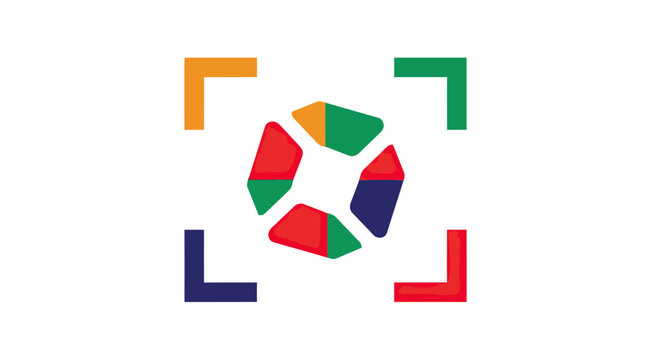 Colorful camera focus aperture logo icon.