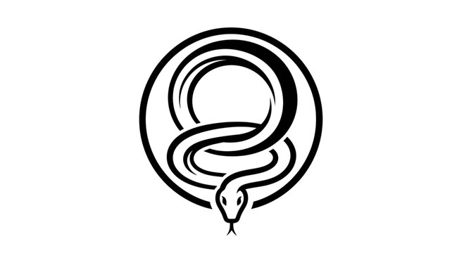 Coiled black snake circle logo design.