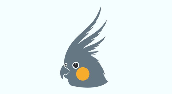 Cockatiel bird head profile with orange cheek patch.