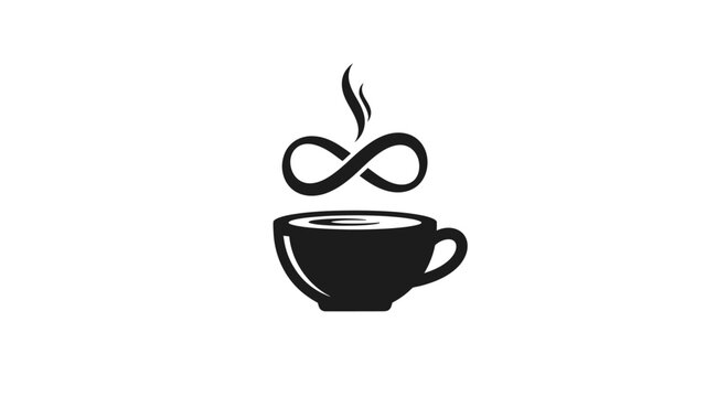 Coffee cup with steam forming an infinity symbol.