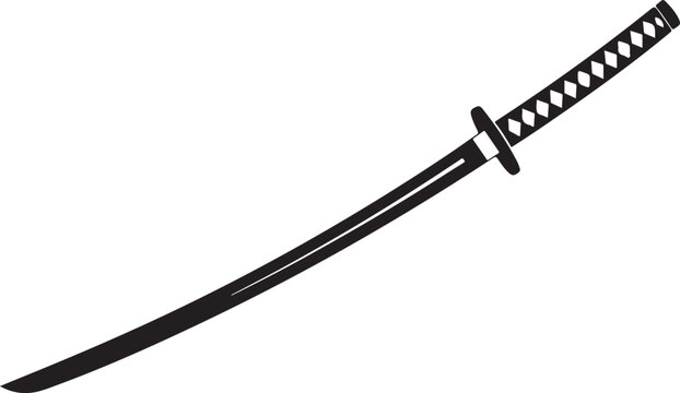 Black traditional japanese katana sword illustration