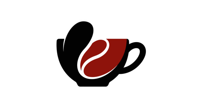 Coffee cup logo with integrated bean design element.
