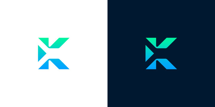 Modern Letter K Logo Design Concept Featuring Geometric Abstract Shapes and Vibrant Gradient Transitions for Creative Branding Identity