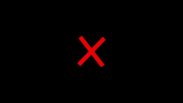  Abstract Red Cross Mark Symbol with Simple Flat Design ,Representing Delete Exit or Wrong Action Notification on black Background.4k video.