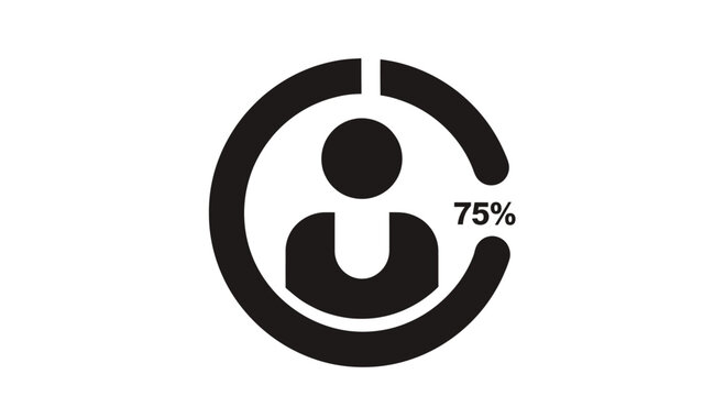 Circle chart icon with 75 percent and person symbol.