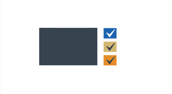 Checklist interface with three colored check boxes and panel.