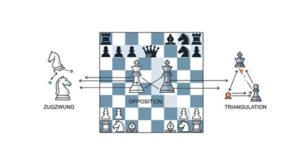 Chess board diagrams showing strategic movement and positioning. © Akil
