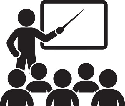 Teacher presenting lesson to students with pointer