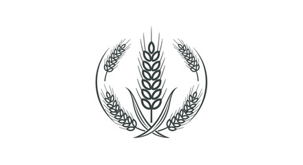 Circular black and white wheat stalk crest. © Akil