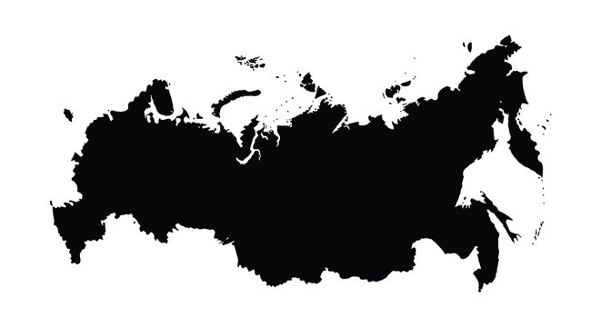 Russia map silhouette against a white background silhouette