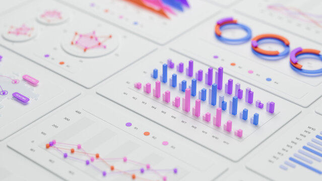 Financial data document graph chart report statistic marketing research development planning management strategy analysis accounting. Financial business technology concept. 3d rendering.