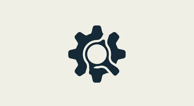 Abstract black gear or floral shape on cream.