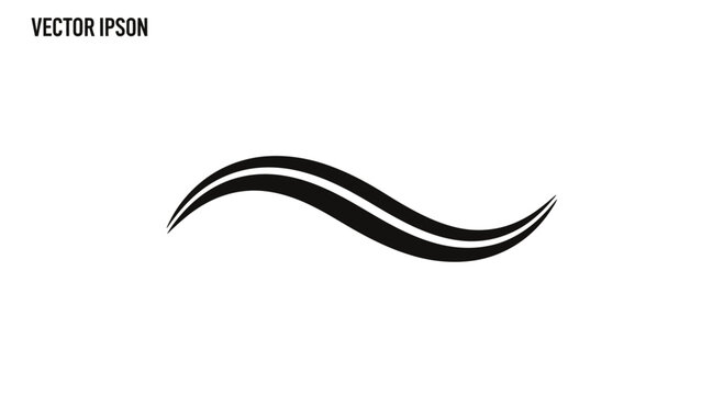 Abstract black wave swish icon for fluid movement.