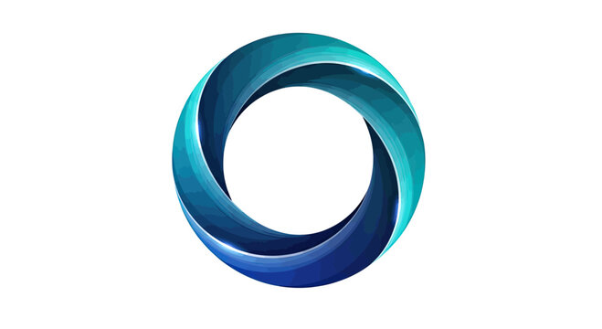 Abstract blue circular gradient swirl loop logo.