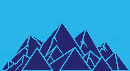 Obraz premium Abstract blue mountain range landscape illustration with peaks