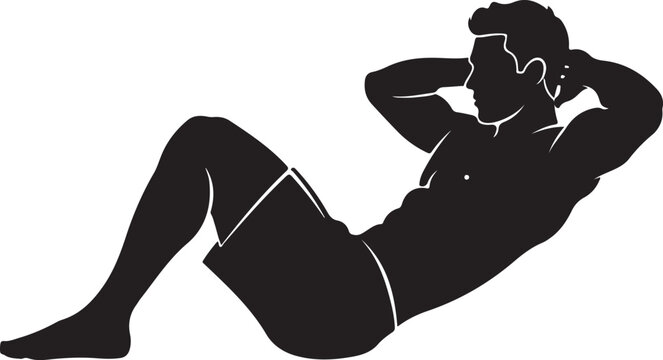 Person doing sit up exercise on floor with hands behind head