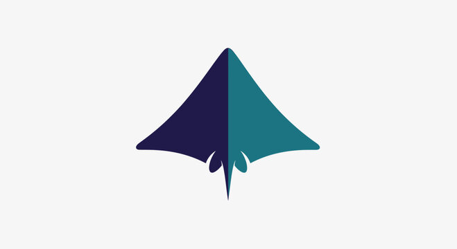 Abstract geometric manta ray glider logo.