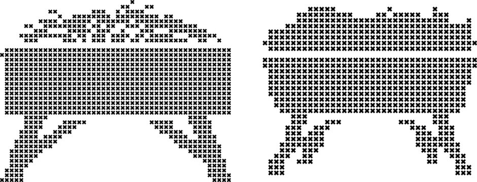 Stitch pattern abstract shapes on white background