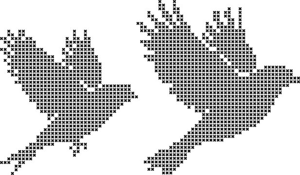 Pixel bird art stitch pattern simple graphic