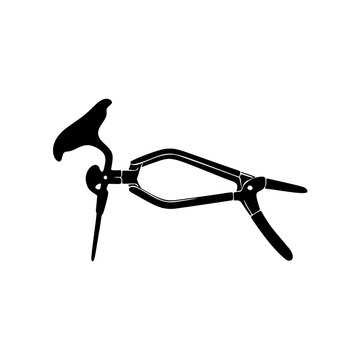 Gynecology speculum surgical instrument silhouette icon