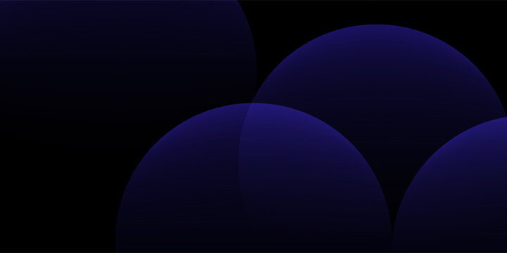Abstract dark blue geometric intersecting circles on black background