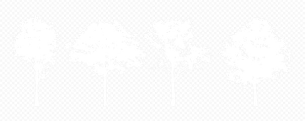Obraz premium Architectural Drawings, Minimal style cad tree line drawing, Side view, set of section wetland forest outline for landscape design drawing. 