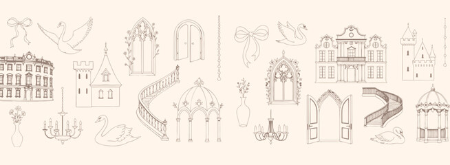 Naklejka premium Various architectural elements and building parts