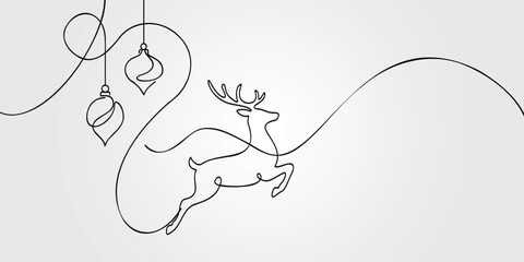 Minimalist Christmas reindeer vector for winter cards © Ashes Studio