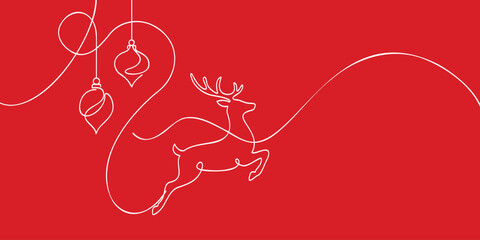 One line reindeer illustration for holiday printables © Ashes Studio