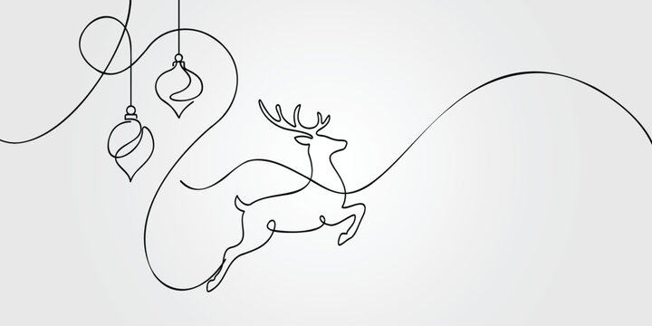 Minimalist Christmas reindeer vector for winter cards