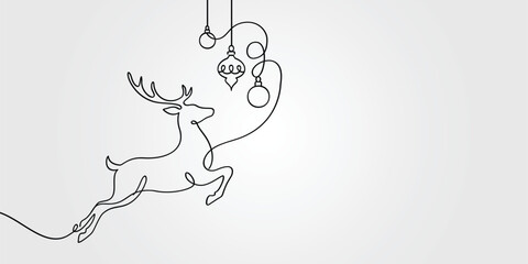Modern Christmas reindeer line art vector silhouette © Ashes Studio