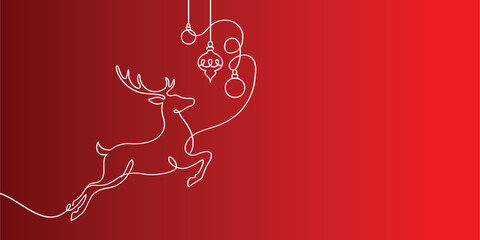 One line drawing of abstract holiday reindeer © Ashes Studio