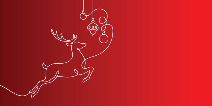 One line drawing of abstract holiday reindeer