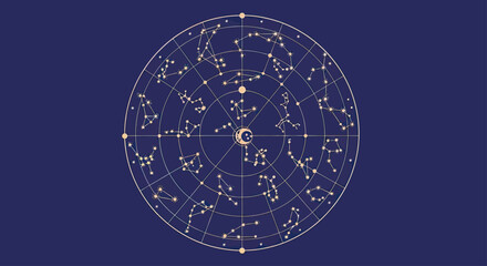 Celestial star chart and constellation sphere. © Win