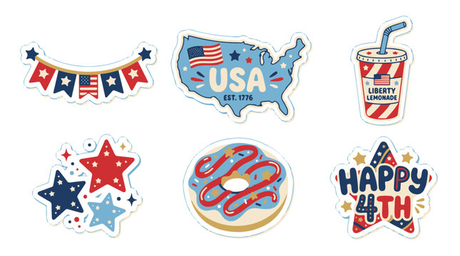 Happy 4th of July America Celebration Stickers