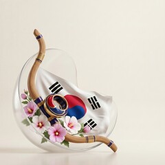 Republic of Korea Liberation Day symbol with flag and flowers in a glass sphere