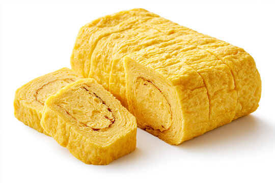 Tamagoyaki Omelette Isolated on White Background