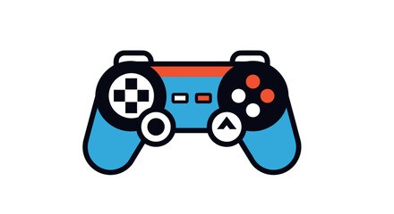 Blue and orange video game controller illustration. © gudangPIXEL