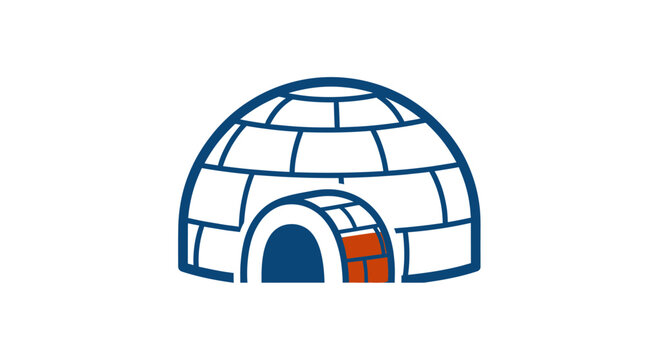 Blue and orange igloo icon for arctic housing.