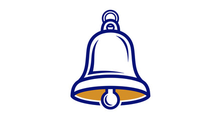 Obraz premium Blue and gold classic notification bell icon.