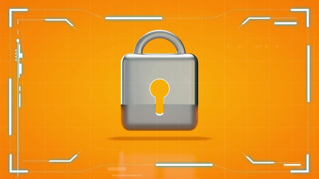Animated locks on orange background with circuitry