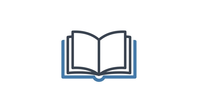 Blue open book icon for education and learning