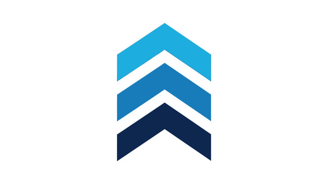 Blue triple upward chevron logo icon.