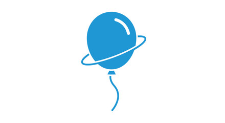 Blue balloon with planetary ring stylized logo icon. © gudangPIXEL
