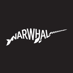 Minimalist narwhal silhouette illustration featuring creative integrated text for ocean animal logo. © Something