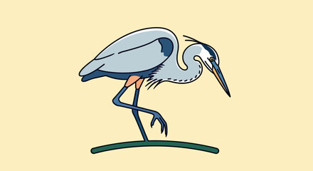 Obraz premium Blue heron bird standing on one leg.