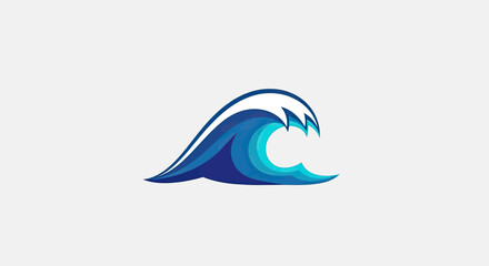 Naklejka premium Blue ocean wave surf icon.