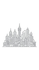 Fototapeta premium A detailed black and white line art illustration of a dense city skyline.